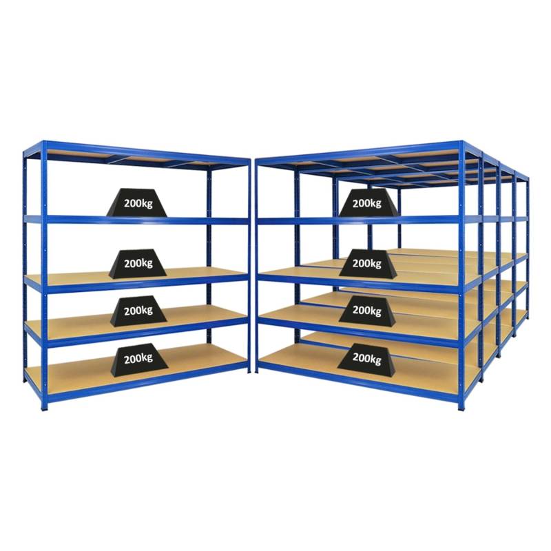 PROREGAL Mega Deal 5x Schwerlastregal Giant Elephant HxBxT 180 x 180 x 60 cm Fachlast 200 kg Blau von PROREGAL