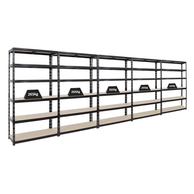 PROREGAL Mega Deal 5x Schwerlastregal Giant Tiger XL HxBxT 220 x 120 x 40 cm Fachlast 265 kg 6-Ebenen Schwarz von PROREGAL