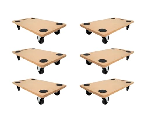 PROREGAL Mega Deal 6X Profi Transportroller mit 4 Rollen | HxBxT 11,5x30x60cm | Traglast 200kg | MDF Holzplatte | Braun | Möbelroller Rollbrett Transporthilfe Rollwagen Roller von PROREGAL