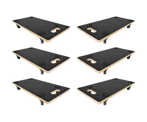 PROREGAL Mega Deal 6X Profi Transportroller mit 4 Rollen | HxBxT 11,5x30x60cm | Traglast 200kg | Siebdruck Holzplatte | Schwarz | Möbelroller Rollbrett Transporthilfe Rollwagen Roller von PROREGAL