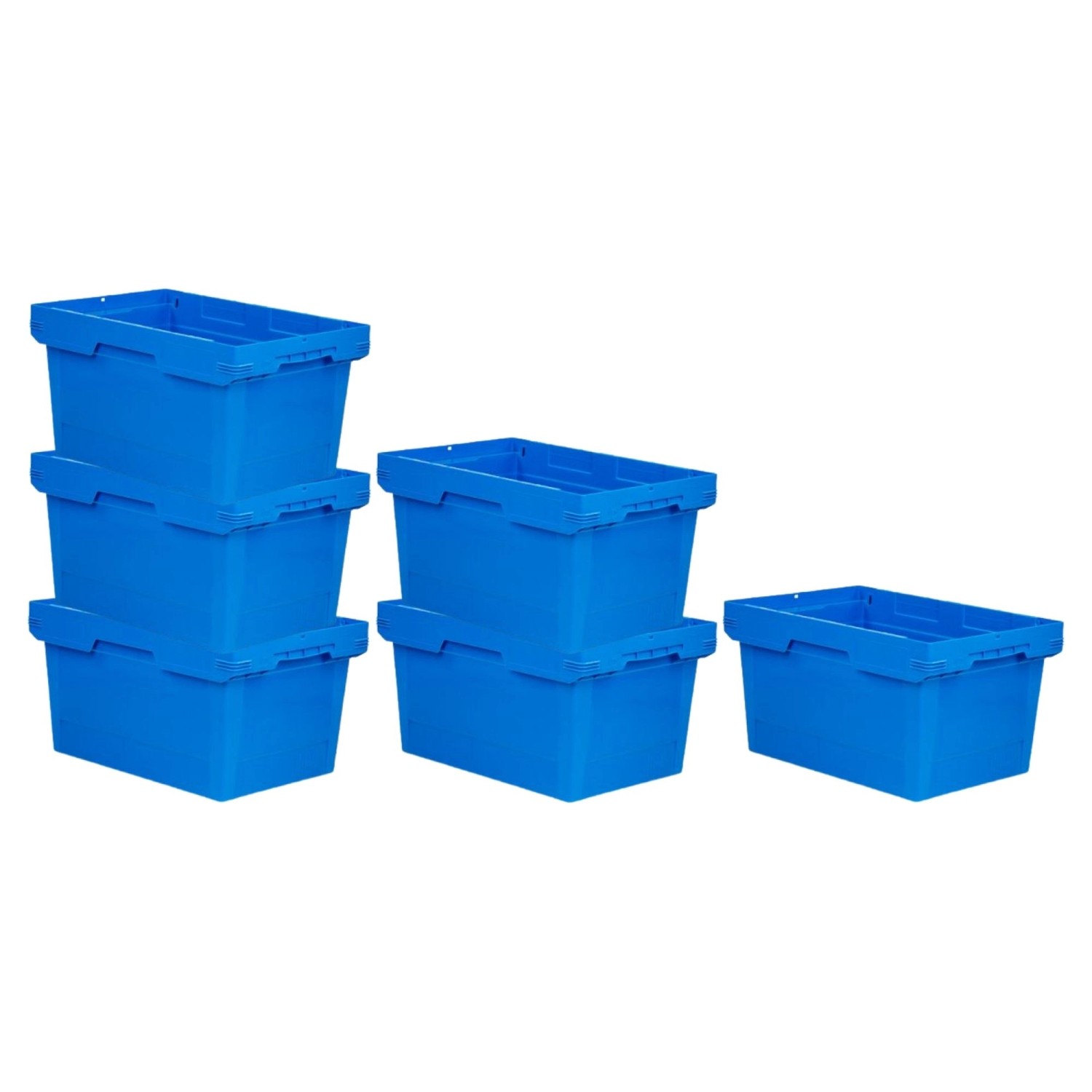 PROREGAL Mega Deal 6x Conical Mehrweg-Stapelbehälter Blau HxBxT 32,3 x 40 x 60cm 58 Liter Lagerbox  Eurobox  Transportbox  Transportbehälter von PROREGAL