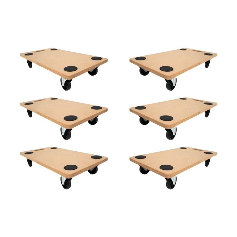 PROREGAL Mega Deal 6x Profi Transportroller mit 4 Rollen HxBxT 11,5 x 30 x 60 cm Traglast 200 kg MDF Holzplatte Braun von PROREGAL