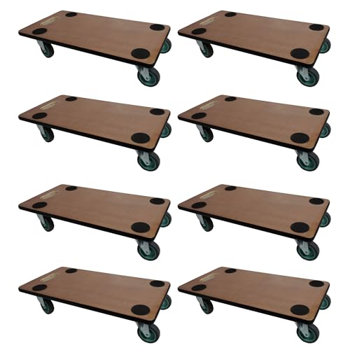 Mega Deal 8X Profi Transportroller mit 4 Rollen | HxBxT 11,5x30x60 cm | Traglast 200kg | Sperrholzplatte | Braun | Möbelroller Rollbrett Transporthilfe Rollwagen Roller von PROREGAL