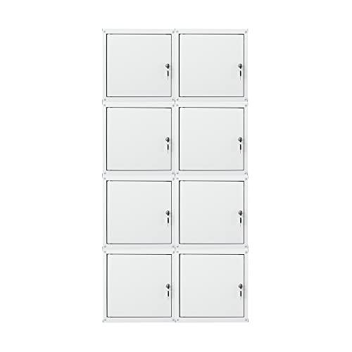 PROREGAL Mega Deal 8X Schließfachwürfel Cubic XL HxBxT 45x45x45cm Grau Schließfachschrank Metallspind Wertfachschrank Umkleideschrank 8 Fächer von PROREGAL