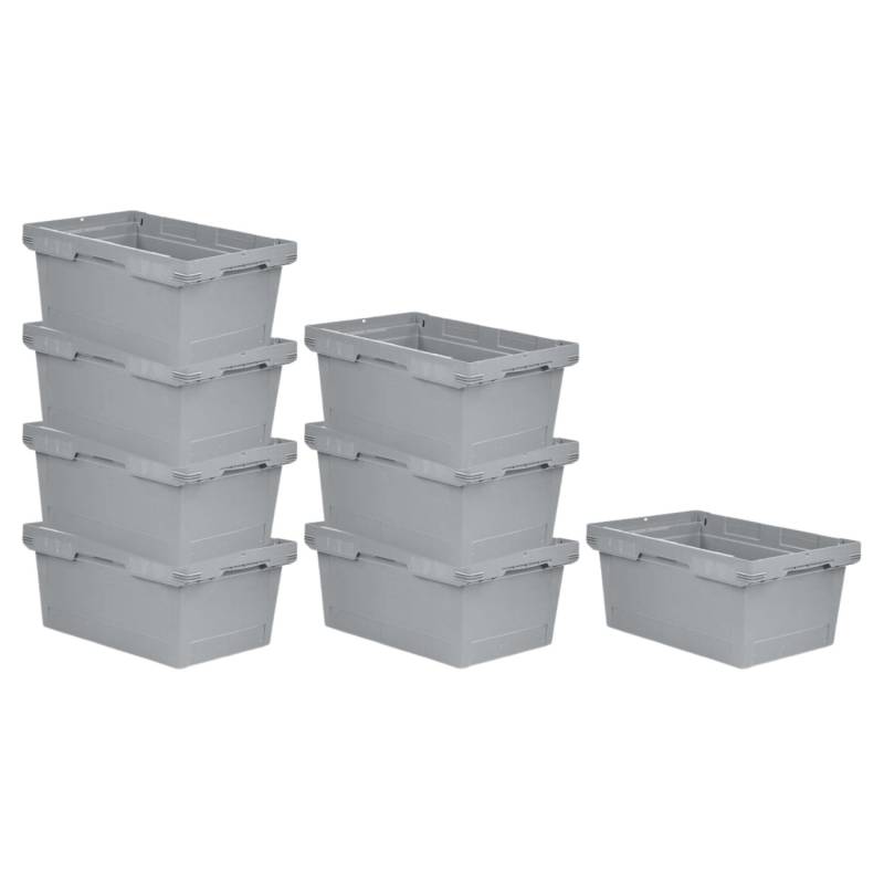 PROREGAL Mega Deal 8x Conical Mehrweg-Stapelbehälter Grau HxBxT 27,3 x 40 x 60cm 47 Liter Lagerbox  Eurobox  Transportbox  Transportbehälter von PROREGAL