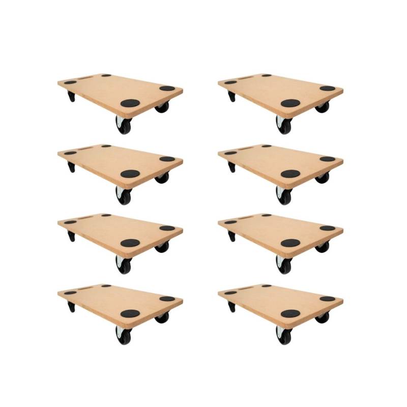 PROREGAL Mega Deal 8x Profi Transportroller mit 4 Rollen HxBxT 11,5 x 30 x 60 cm Traglast 200 kg MDF Holzplatte Braun von PROREGAL