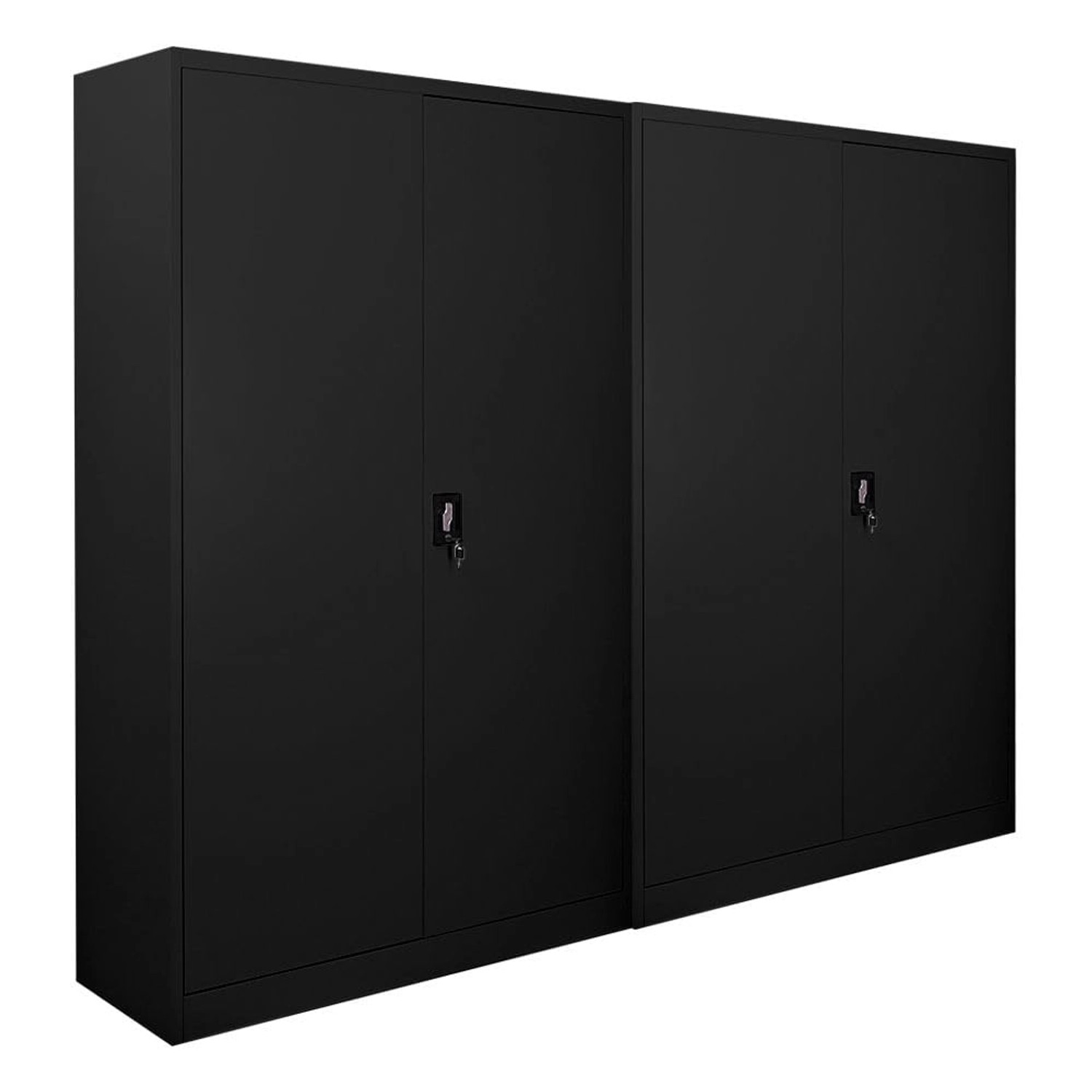 PROREGAL MegaDeal 2x Flügeltürenschrank ELEPHANT Mit 2 Türen Abschließbar HxBxT 180x120x40cm 4 Ebenen Stahl Pulverbeschichtet Schwarz Aktenschrank von PROREGAL