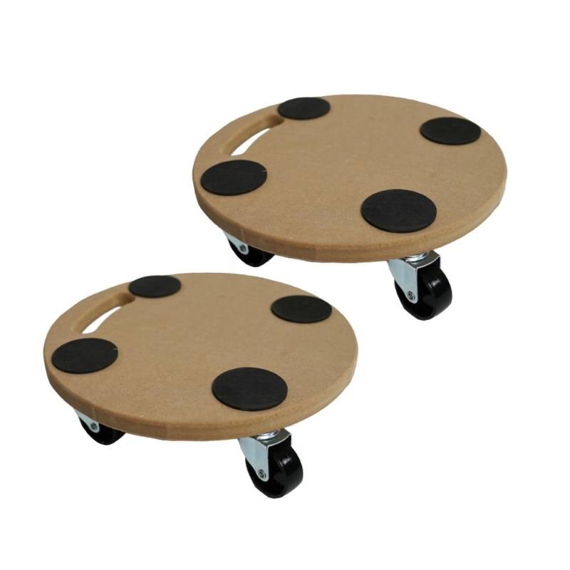 PROREGAL MegaDeal 2x Transportroller 4 Rollen Rund HxBxT 11x30x30 cm Traglast 100kg MDF Holzplatte von PROREGAL