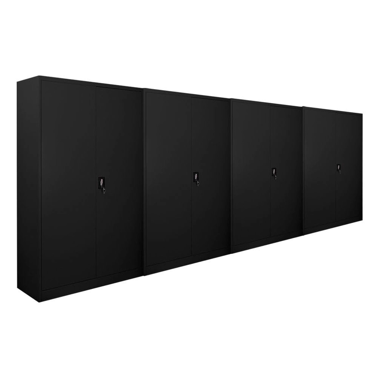 PROREGAL MegaDeal 4x Flügeltürenschrank ELEPHANT Komplett Montiert 2 Türen Abschließbar HxBxT 180x120x40cm 4 Ebenen Stahl Pulverbeschichtet Schwarz von PROREGAL