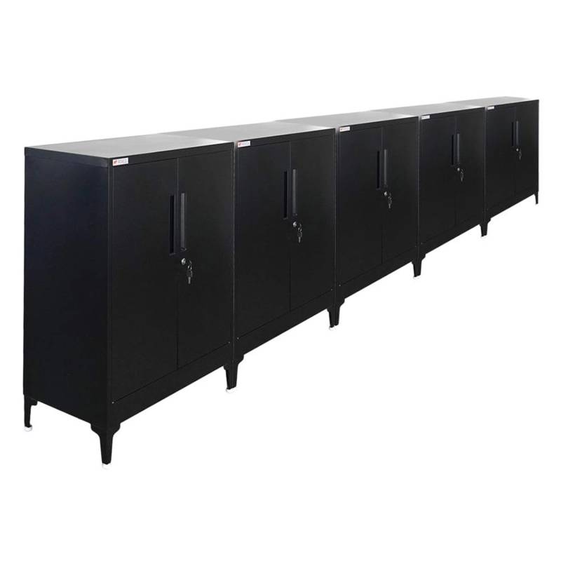 PROREGAL MegaDeal 5x Flügeltürenschrank ELEPHANT Mit Beinen & 2 Türen Abschließbar HxBxT 90x80x40cm 2 Ebenen Stahl Pulverbeschichtet Schwarz von PROREGAL