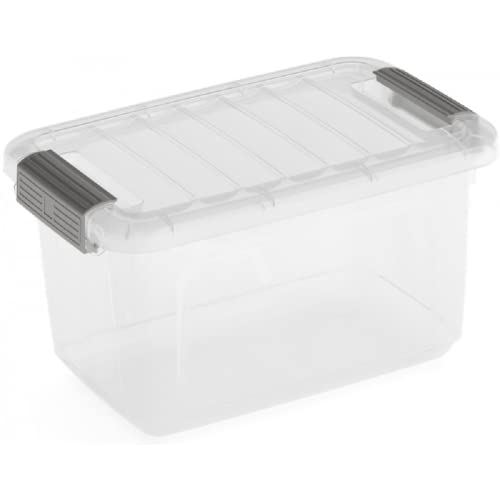 PROREGAL Mehrzweck Aufbewahrungsbehälter HAWK mit transparentem Deckel | HxBxT 18x28x17cm | 5 Liter | Transparent | Behälter, Box, Aufbewahrungsbehälter, Aufbewahrungsbox von PROREGAL