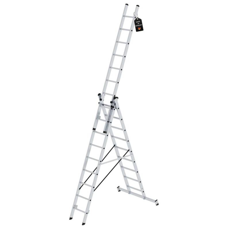PROREGAL Mehrzweckleiter 3-Teilig mit Traverse 3 x 9 Sprossen von PROREGAL
