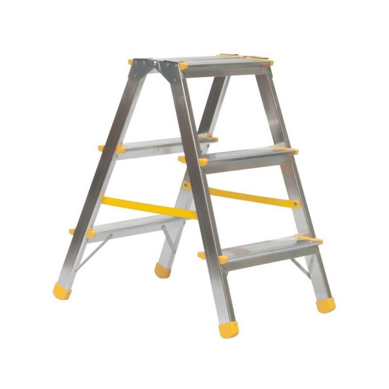 PROREGAL Metal Double Giraffe Doppelseitige-Aluminium-Stufenstehleiter 3 Stufen 63 cm Hoch 150 kg Tragkraft Leiter Trittleiter Haushaltsleiter von PROREGAL