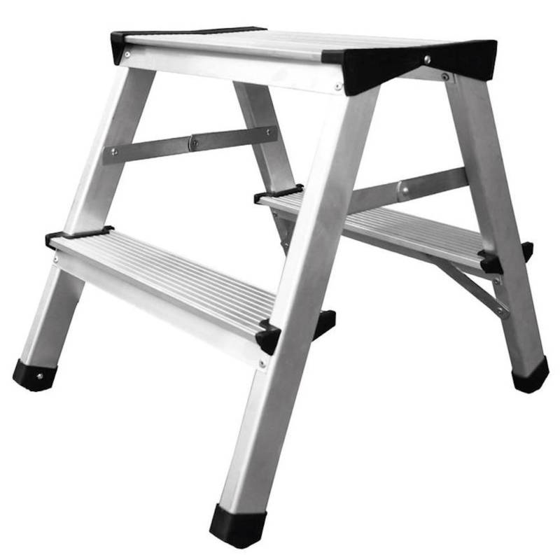 PROREGAL Metal Double Giraffe Doppelseitige-Aluminium-Stufenstehleiter 4 Stufen 125 kg Tragkraft Leiter Trittleiter Stufenleiter Haushaltsleiter von PROREGAL