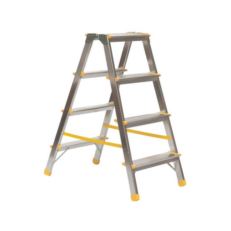 PROREGAL Metal Double Giraffe Doppelseitige-Aluminium-Stufenstehleiter 4 Stufen 86 cm Hoch 150 kg Tragkraft Leiter Trittleiter Haushaltsleiter von PROREGAL
