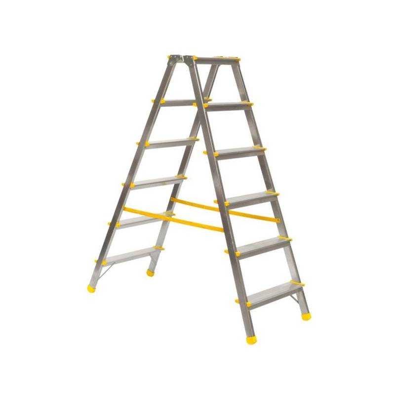 PROREGAL Metal Double Giraffe Doppelseitige-Aluminium-Stufenstehleiter 6 Stufen 132 cm Hoch 150 kg Tragkraft Leiter Trittleiter Haushaltsleiter von PROREGAL