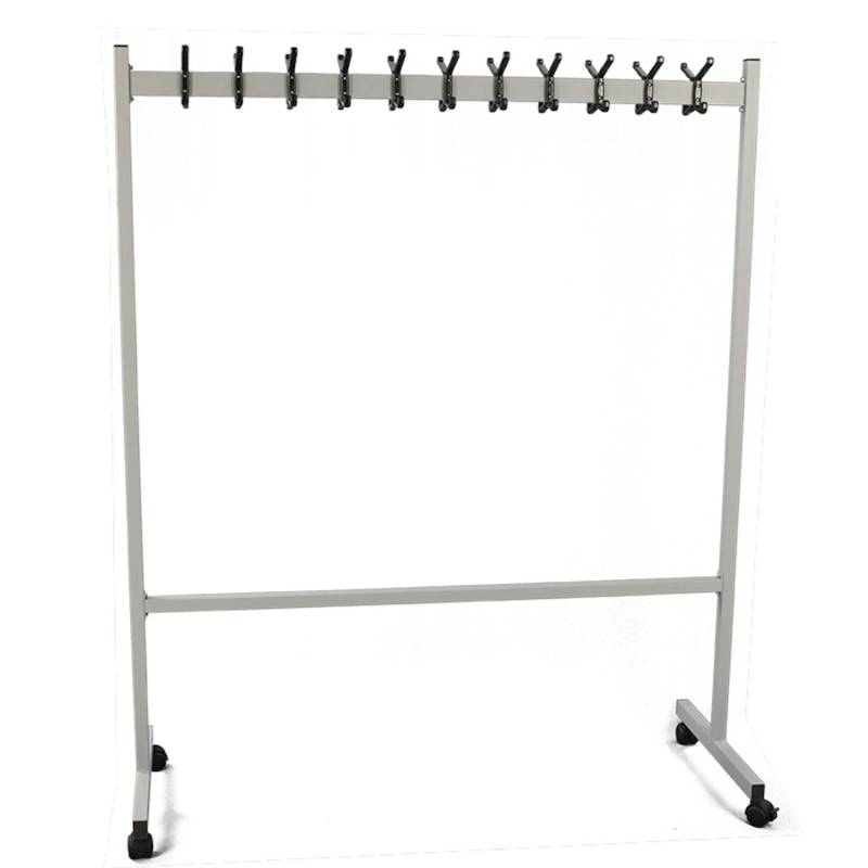 PROREGAL Mobiler Garderobenständer Mit 2x11 Haken HxBxT 170 x 140 x 55 cm Doppelseitig Auf Rollen Hochwertiger Kunststoff Silber von PROREGAL