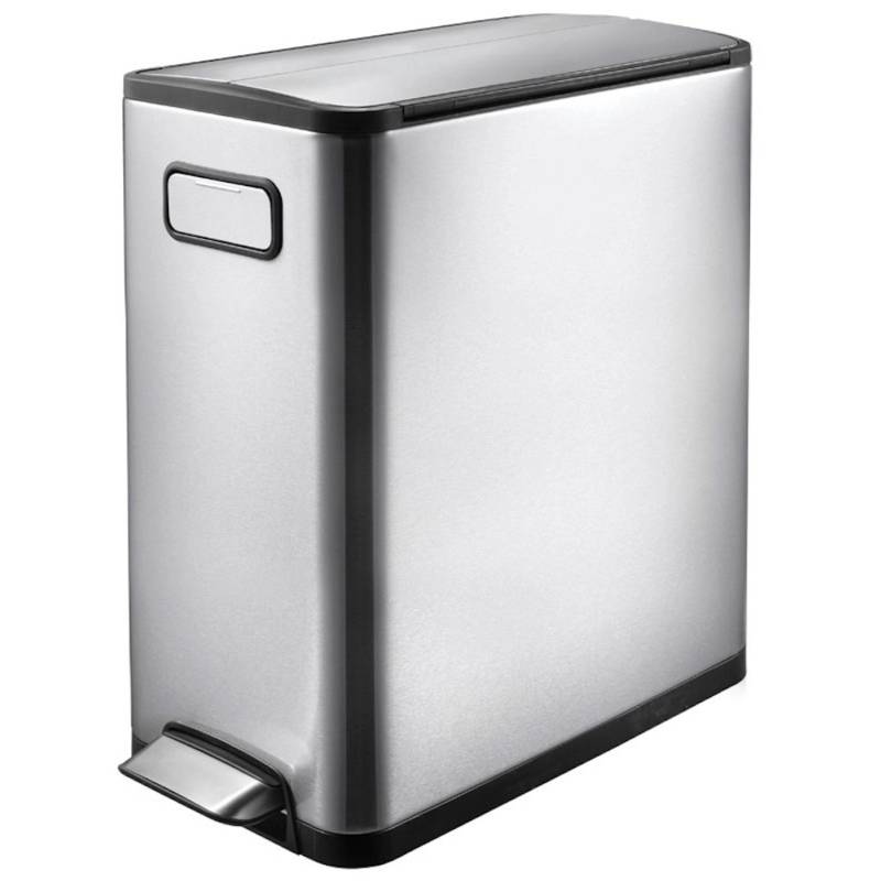 PROREGAL Modern Designter Treteimer Zur Abfallscheidung Aus Gebürstetem Edelstahl 20 Liter HxBxT 46,5 x 25 x 37,5 cm Edelstahl von PROREGAL