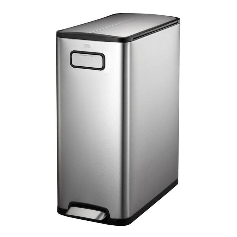 PROREGAL Modern Designter Treteimer Zur Abfallscheidung Aus Gebürstetem Edelstahl 30 Liter HxBxT 64,6 x 25,5 x 44,8 cm Edelstahl von PROREGAL