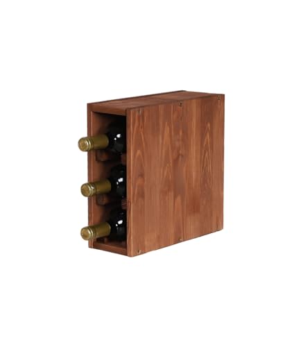 PROREGAL Modulares Weinregal VINCELLAR MOD | HxBxT 30x12x30cm | Schmal Modul für 3 Flaschen | Massives Kiefernholz | Braun geölt | Weinhalter Weinständer Flaschenständer Flaschenregal Holzregal von PROREGAL