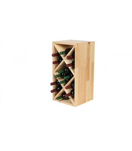 PROREGAL Modulares Weinregal VINCELLAR MOD | HxBxT 30x60x30cm | Rauten Modul für 14 Flaschen | Massives Kiefernholz | Natur | Weinhalter Weinständer Flaschenständer Flaschenregal Holzregal von PROREGAL