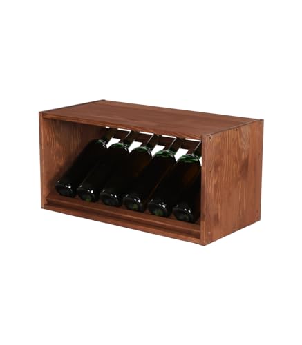 PROREGAL Modulares Weinregal VINCELLAR MOD | HxBxT 30x60x30cm | Schräg Modul für 6 Flaschen | Massives Kiefernholz | Braun geölt | Weinhalter Weinständer Flaschenständer Flaschenregal Holzregal von PROREGAL