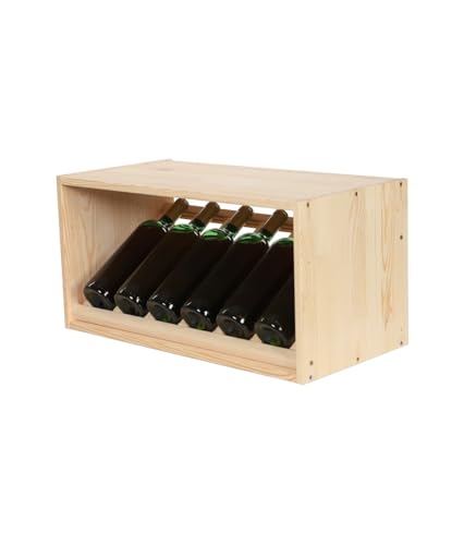 PROREGAL Modulares Weinregal VINCELLAR MOD | HxBxT 30x60x30cm | Schräg Modul für 6 Flaschen | Massives Kiefernholz | Natur | Weinhalter Weinständer Flaschenständer Flaschenregal Holzregal von PROREGAL