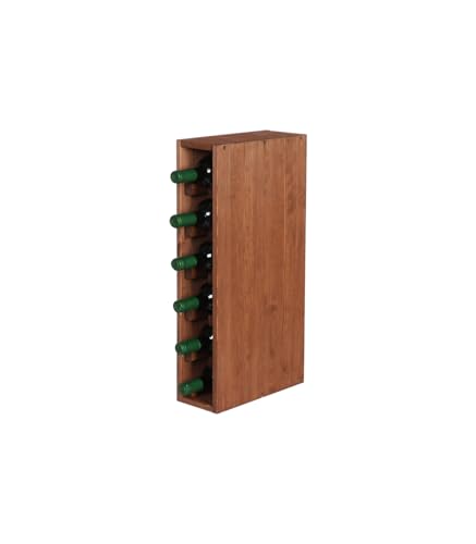 PROREGAL Modulares Weinregal VINCELLAR MOD | HxBxT 60x12x30cm | Schmal Modul für 6 Flaschen | Massives Kiefernholz | Braun geölt | Weinhalter Weinständer Flaschenständer Flaschenregal Holzregal von PROREGAL