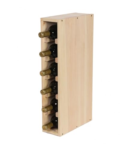 PROREGAL Modulares Weinregal VINCELLAR MOD | HxBxT 60x12x30cm | Schmal Modul für 6 Flaschen | Massives Kiefernholz | Natur | Weinhalter Weinständer Flaschenständer Flaschenregal Holzregal von PROREGAL