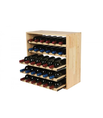 PROREGAL Modulares Weinregal VINCELLAR MOD | HxBxT 60x60x30cm | Auszug Modul für 30 Flaschen | mit ausziehbaren Ebenen | Massives Kiefernholz | Natur | Weinhalter Weinständer Flaschenregal Holzregal von PROREGAL