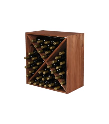 PROREGAL Modulares Weinregal VINCELLAR MOD | HxBxT 60x60x30cm | Kreuz Modul für 40 Flaschen | Massives Kiefernholz | Braun geölt | Weinhalter Weinständer Flaschenständer Flaschenregal Holzregal von PROREGAL