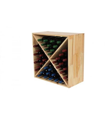 PROREGAL Modulares Weinregal VINCELLAR MOD | HxBxT 60x60x30cm | Kreuz Modul für 40 Flaschen | Massives Kiefernholz | Natur | Weinhalter Weinständer Flaschenständer Flaschenregal Holzregal von PROREGAL