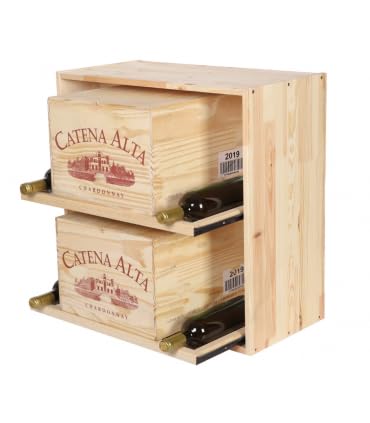 PROREGAL Modulares Weinregal VINCELLAR MOD | HxBxT 60x60x30cm | Modul für 12 Flaschen oder Weinkisten | mit ausziehbaren Ebenen | Massives Kiefernholz | Natur | Weinhalter Weinständer Flaschenregal von PROREGAL