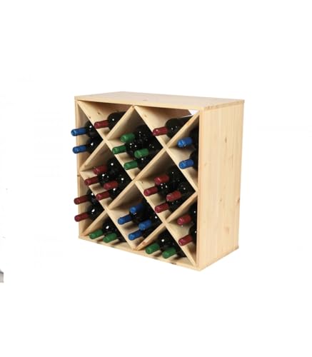 PROREGAL Modulares Weinregal VINCELLAR MOD | HxBxT 60x60x30cm | Rauten Modul für 30 Flaschen| Massives Kiefernholz | Natur | Weinhalter Weinständer Flaschenständer Flaschenregal Holzregal von PROREGAL