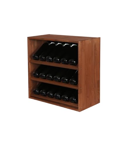 PROREGAL Modulares Weinregal VINCELLAR MOD | HxBxT 60x60x30cm | Schräg Modul für 18 Flaschen | Massives Kiefernholz | Braun geölt | Weinhalter Weinständer Flaschenständer Flaschenregal Holzregal von PROREGAL