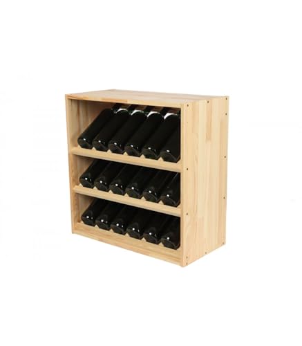 PROREGAL Modulares Weinregal VINCELLAR MOD | HxBxT 60x60x30cm | Schräg Modul für 18 Flaschen | Massives Kiefernholz | Natur | Weinhalter Weinständer Flaschenständer Flaschenregal Holzregal von PROREGAL