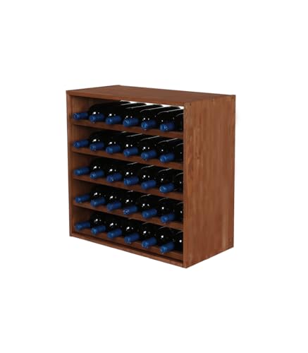 PROREGAL Modulares Weinregal VINCELLAR MOD | HxBxT 60x60x30cm | Standard Modul für 30 Flaschen | Massives Kiefernholz | Braun geölt | Weinhalter Weinständer Flaschenständer Flaschenregal Holzregal von PROREGAL
