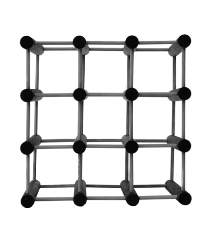 PROREGAL Modulares Weinregal VINOTECA MOD | HxBxT 36x36x24cm | 1x 9 Flaschen | Massives Kiefernholz | Grau geölt | Weinhalter Weinständer Flaschenständer Flaschenregal Holzregal von PROREGAL