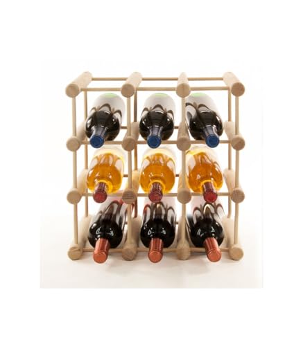 PROREGAL Modulares Weinregal VINOTECA MOD | HxBxT 36x36x24cm | 1x 9 Flaschen | Massives Kiefernholz | Natur | Weinhalter Weinständer Flaschenständer Flaschenregal Holzregal von PROREGAL