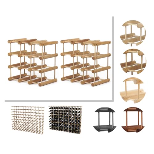 PROREGAL Modulares Weinregal VINOTECA MOD | HxBxT 36x36x24cm | 2X 9 Flaschen | Massives Eichenholz | Geölt | Weinhalter Weinständer Flaschenständer Flaschenregal Holzregal von PROREGAL