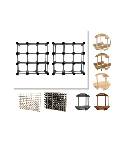 PROREGAL Modulares Weinregal VINOTECA MOD | HxBxT 36x36x24cm | 2X 9 Flaschen | Massives Kiefernholz | Grau geölt | Weinhalter Weinständer Flaschenständer Flaschenregal Holzregal von PROREGAL