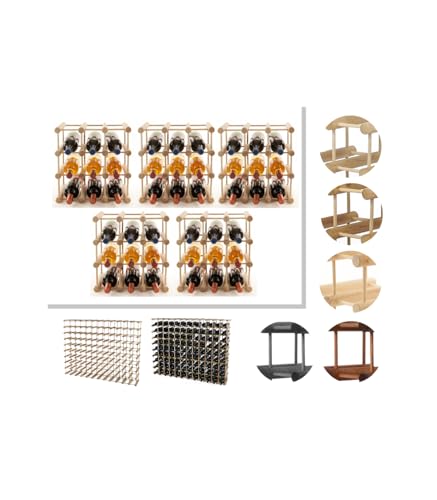 PROREGAL Modulares Weinregal VINOTECA MOD | HxBxT 36x36x24cm | 5X 9 Flaschen | Massives Kiefernholz | Natur | Weinhalter Weinständer Flaschenständer Flaschenregal Holzregal von PROREGAL