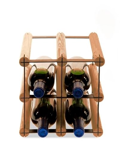PROREGAL Modulares Weinregal VINOTECA MOD Metal | HxBxT 22,5x22,5x24,5cm | 2x2 Flaschen | Massives Kiefernholz | Braun geölt | Weinhalter Weinständer Flaschenständer Flaschenregal Holzregal von PROREGAL