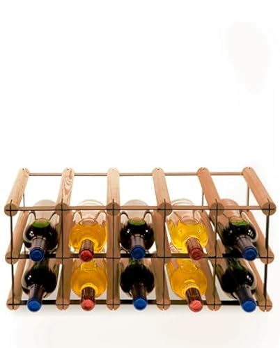 PROREGAL Modulares Weinregal VINOTECA MOD Metal | HxBxT 22,5x52,5x24,5cm | 5x2 Flaschen | Massives Kiefernholz | Braun geölt | Weinhalter Weinständer Flaschenständer Flaschenregal Holzregal von PROREGAL