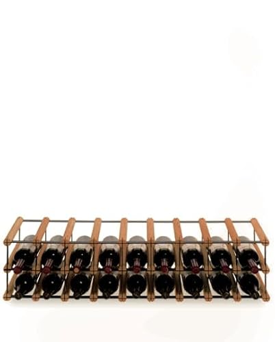 PROREGAL Modulares Weinregal VINOTECA MOD Metal | HxBxT 22,5x92,5x24,5cm | 9x2 Flaschen | Massives Kiefernholz | Braun geölt | Weinhalter Weinständer Flaschenständer Flaschenregal Holzregal von PROREGAL