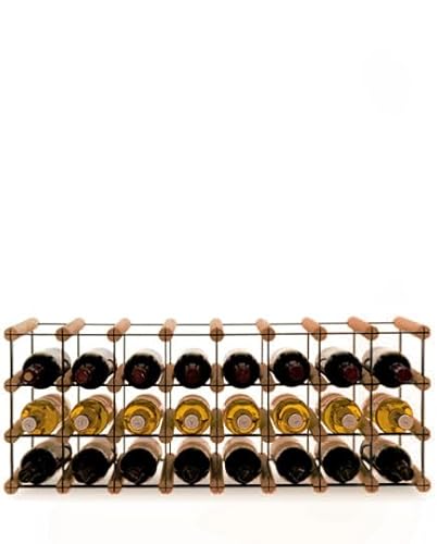 PROREGAL Modulares Weinregal VINOTECA MOD Metal | HxBxT 32,5x82,5x24,5cm | 8x3 Flaschen | Massives Kiefernholz | Braun geölt | Weinhalter Weinständer Flaschenständer Flaschenregal Holzregal von PROREGAL