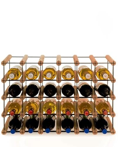 PROREGAL Modulares Weinregal VINOTECA MOD Metal | HxBxT 42,5x62,5x24,5cm | 6x4 Flaschen | Massives Kiefernholz | Braun geölt | Weinhalter Weinständer Flaschenständer Flaschenregal Holzregal von PROREGAL