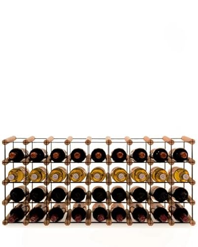 PROREGAL Modulares Weinregal VINOTECA MOD Metal | HxBxT 42,5x92,5x24,5cm | 9x4 Flaschen | Massives Kiefernholz | Braun geölt | Weinhalter Weinständer Flaschenständer Flaschenregal Holzregal von PROREGAL