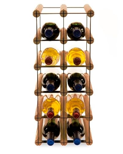 PROREGAL Modulares Weinregal VINOTECA MOD Metal | HxBxT 52,5x22,5x24,5cm | 2x5 Flaschen | Massives Kiefernholz | Braun geölt | Weinhalter Weinständer Flaschenständer Flaschenregal Holzregal von PROREGAL