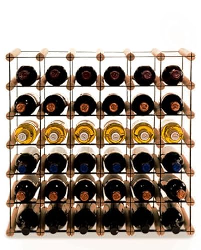 PROREGAL Modulares Weinregal VINOTECA MOD Metal | HxBxT 52,5x62,5x24,5cm | 6x5 Flaschen | Massives Kiefernholz | Braun geölt | Weinhalter Weinständer Flaschenständer Flaschenregal Holzregal von PROREGAL